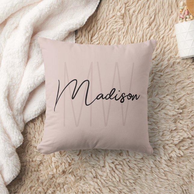 Modern Monogram Name Script Blank Pink Kissen (Decke)