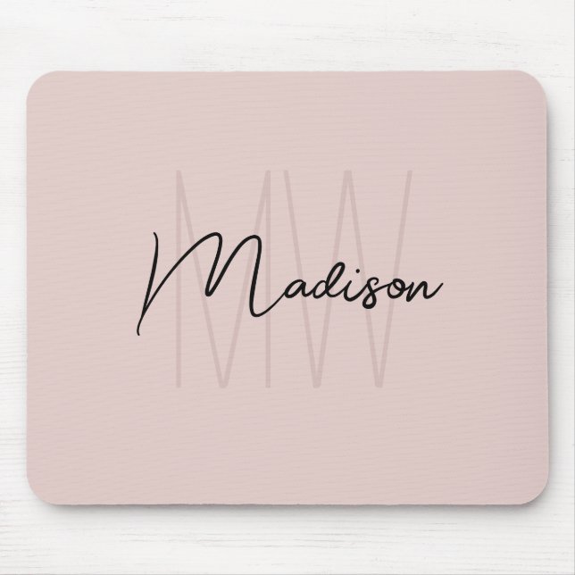 Modern Monogram Name Script Blank Pink Mousepad (Vorne)