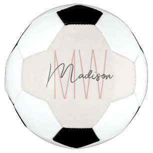 Modern Monogram Name Script Tan Pink Fußball