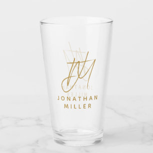 Modern Monogram Name Simple Beer Glas