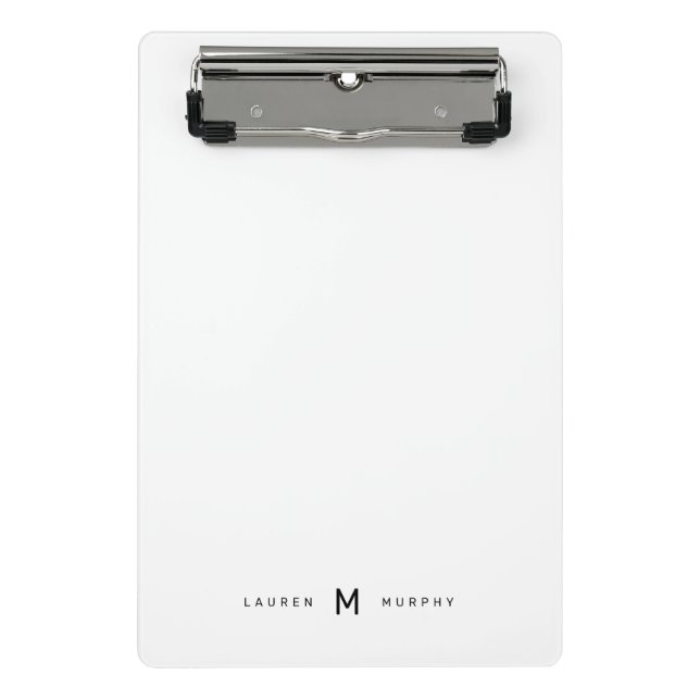 Modern Monogram Name Typografy Mini Clipboard Mini Klemmbrett (Vorderseite)