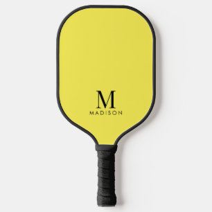 Modern Monogram Name Yellow Pickleball Schläger