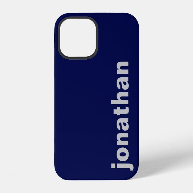 Modern Monogram Navy Blau iPhone Hülle (Rückseite)
