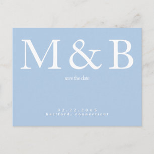 Modern Monogram Peacock Blue Save the Date Postkarte