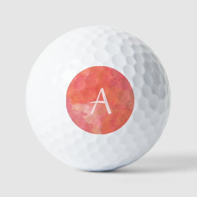 Modern Monogram Pink Golfball (Vorderseite)