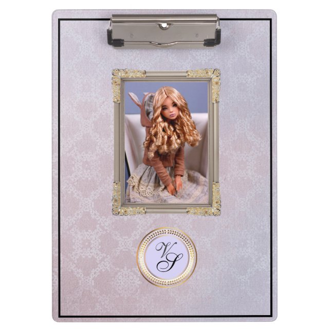 Modern Monogram Pink Lavender Doll#2 Klemmbrett (Vorderseite)