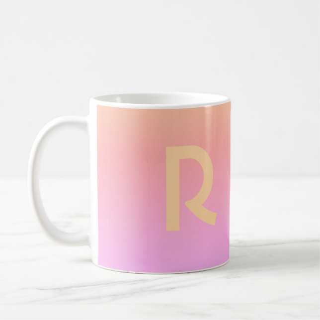 Modern Monogram Pink Lilac Peach Kaffeetasse (Links)