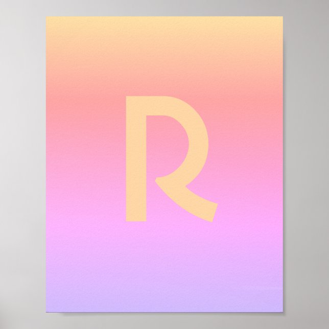 Modern Monogram Pink Lilac Peach Poster (Vorne)
