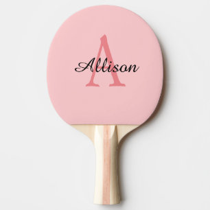 Modern Monogram Pink Script Name Personalisiert Tischtennis Schläger
