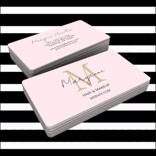 Modern Monogram Pink Visitenkarte