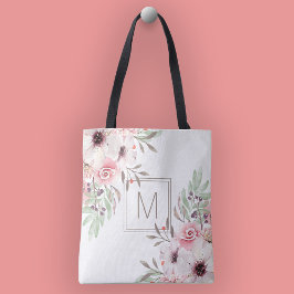 Modern Monogram Pink Watercolor Floral