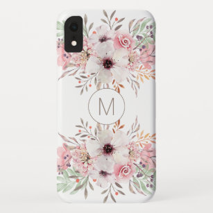 Modern Monogram Pink Watercolor Floral Case-Mate iPhone Hülle