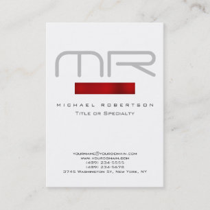 Modern monogram Red White Clean Business Card Visitenkarte