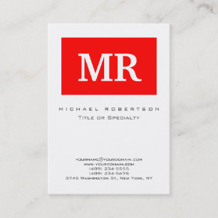Modern monogram Red White Clean Business Card Visitenkarte