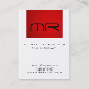 Modern monogram Red White Clean Business Card Visitenkarte