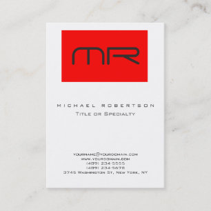 Modern monogram Red White Clean Business Card Visitenkarte