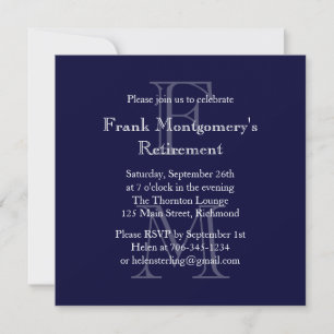 Modern Monogram Retirement Invitation (Marine) Einladung