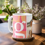 Modern monogram - Retro Organic Curves - Photo Kaffeetasse<br><div class="desc">A modern design with organic curves in shades of pink, coral and tangerine. Personalize this coffee mug with a monogram and photo. To top it off, add a photo to make a great gift. If you need to adjust the pictures or monograms, click on the customize tool to make changes....</div>