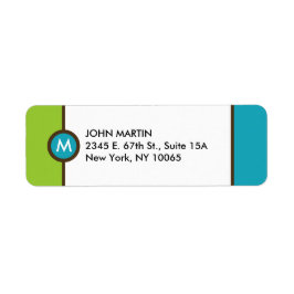 Modern Monogram Return Address Label - blau/braun