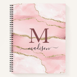 Modern Monogram Rose Gold Script Notizbuch