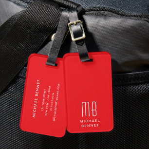 Modern Monogram Rot Gepäckanhänger