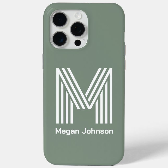 Modern Monogram Sage Green Case-Mate iPhone Hülle (Rückseite)