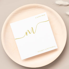 Modern Monogram Script Calligraphy Gold Name Mitteilungskarte