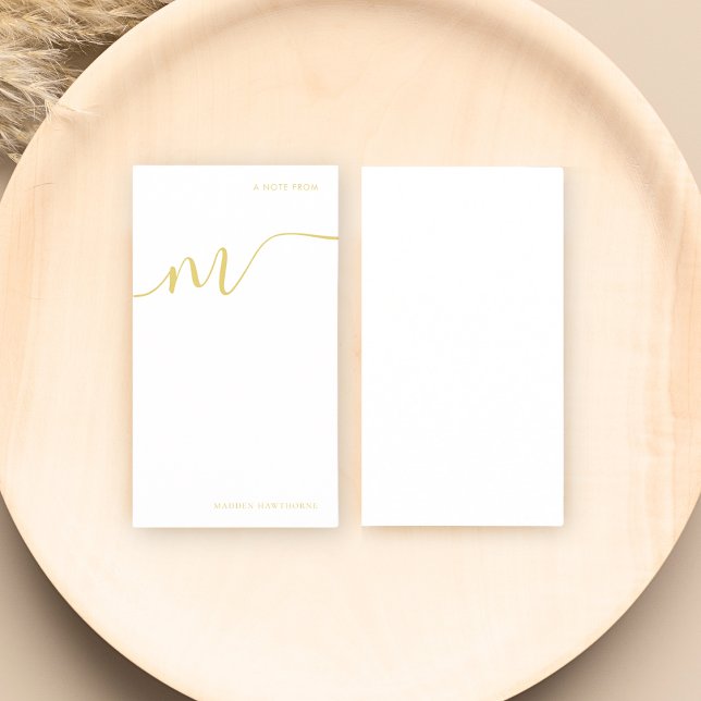 Modern Monogram Script Calligraphy Gold Name Mitteilungskarte (Von Creator hochgeladen)