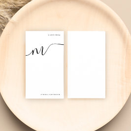 Modern Monogram Script Calligraphy Schwarz-weiß Mitteilungskarte
