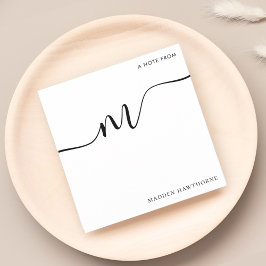 Modern Monogram Script Calligraphy Schwarz-weiß Mitteilungskarte