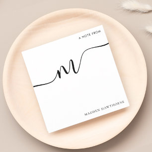 Modern Monogram Script Calligraphy Schwarz-weiß Mitteilungskarte