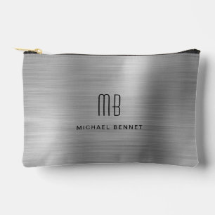Modern Monogram Silber Grau Zubehörtasche