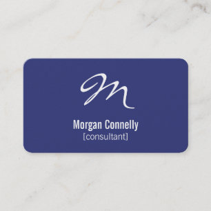 Modern Monogram Simple Custom Blue Business Cards Visitenkarte