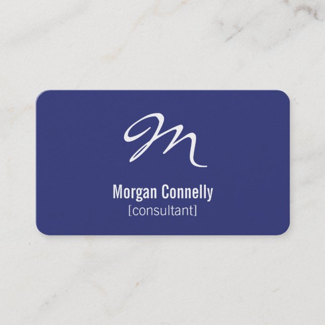 Modern Monogram Simple Custom Blue Business Cards Visitenkarte (Vorderseite)