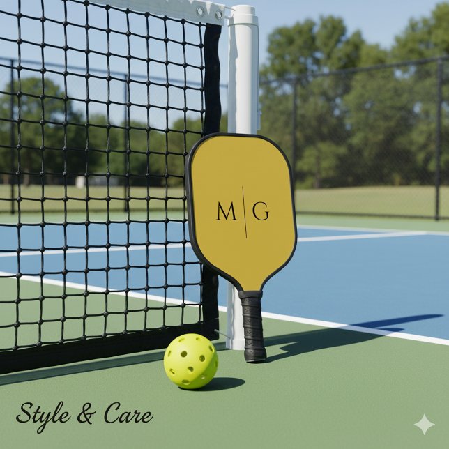 Modern Monogram Stylish Custom Metallic Gold Pickleball Schläger (Modern Monogram Stylish Custom Metallic Gold Pickleball Paddle)