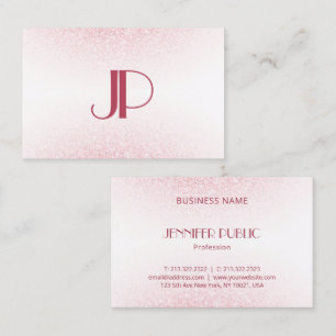 Modern Monogram Template Rose Gold Glitzer Visitenkarte