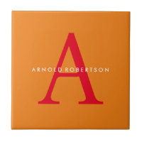 Modern Monogram Trendy Orange Red