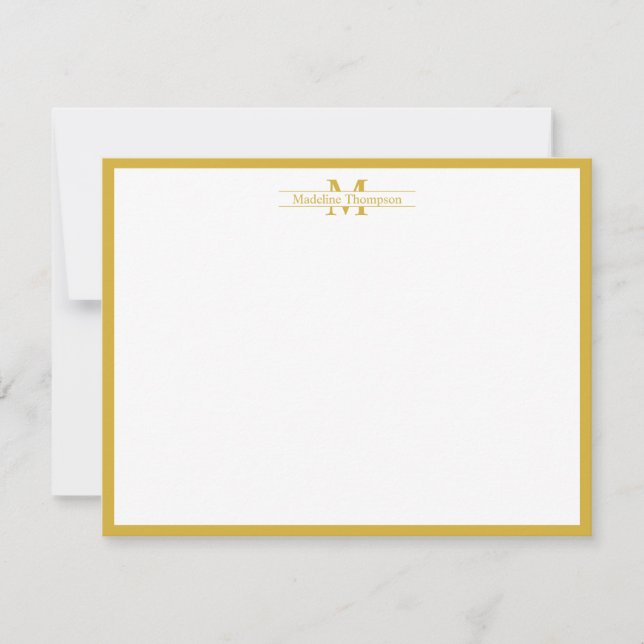 Modern Monogram Typografy Gold Border Note Card Mitteilungskarte (Vorderseite)