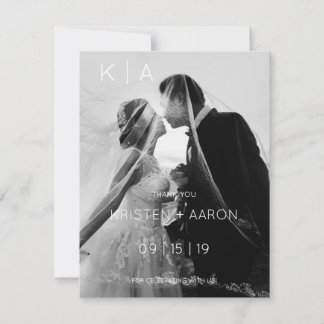 Modern Monogram Wedding Dankeschön Card Dankeskarte