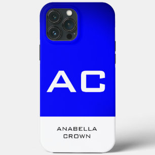 Modern Monogram White Blue Schlicht Case-Mate iPhone Hülle