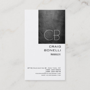 Modern Monogram White Chalkboard Business Card Visitenkarte