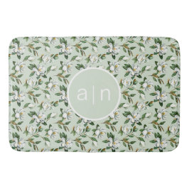 Modern Monogram White Magnolia Badematte