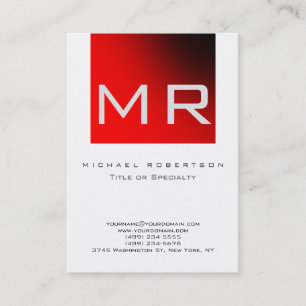 Modern Monogram White Red Business Card Visitenkarte