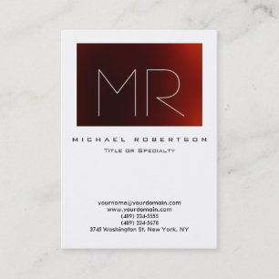 Modern Monogram White Red Large Business Card Visitenkarte