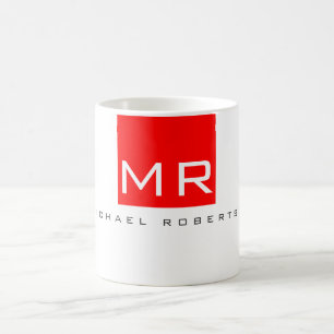 Modern Monogram White Red Minimalistisch Schlicht Kaffeetasse