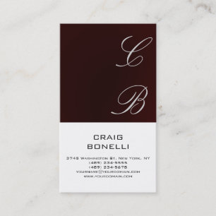 Modern Monogram White Red Schlicht Business Card Visitenkarte
