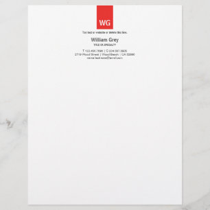 Modern Monogram White Top Letterhead Briefkopf
