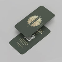 Modern Monogram Yoga Instructor Green Gold Mandala