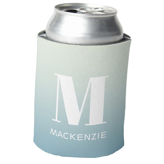 Modern Monogramm Anfangsname Aquamarin Aqua Gradie Dosenkühler (Modern monogram initial name blue aqua teal gradient can cooler)