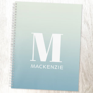 Modern Monogramm Anfangsname Aquamarin Aqua Gradie Notizbuch